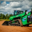 Bobcat T7X all-electric compact track loader painted Sunbelt Rentals green