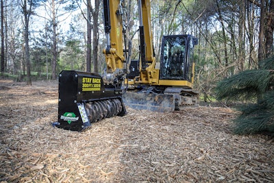 Diamond Mowers Excavator Drum Mulcher DC Pro X on excavator in woods