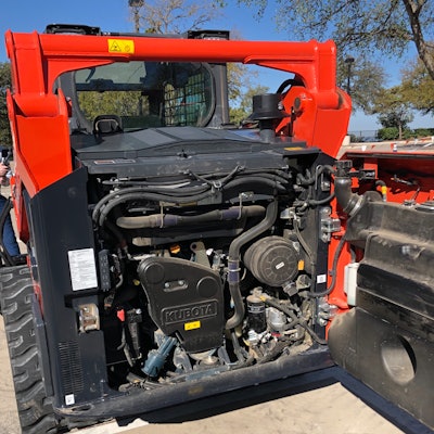 Kubota SVL75-3 rear engine compartment open
