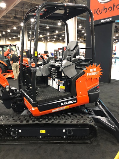 Kubota KX030-4 compact excavator show floor open canopy model