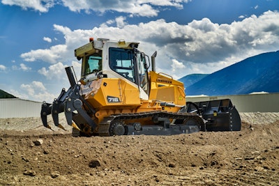 Liebherr PR 716 dozer pushing dirt