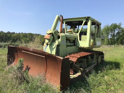 1982/3 Terex D700A dozer before restoration rusted and in weeds