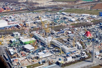 Aerial photo of Bauma construction trade exposition