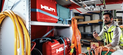 Contractor tracking Hilti tools in a service van