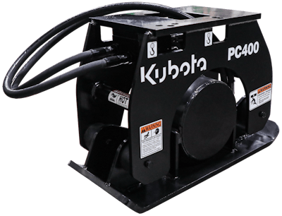 Kubota PC400 vibratory plate compactor attachment for compact excavators studio photo