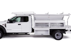 studio shot of Reading Contractor Body on white truck