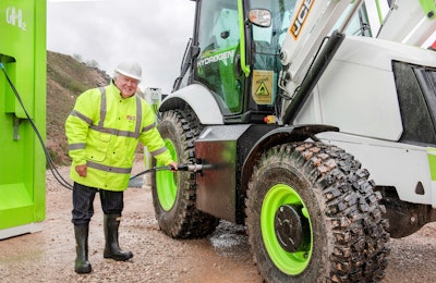 JCB Hydrogen Backhoe being refueled