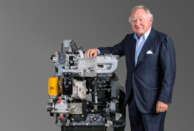 Lord Bamford with JCB's hydrogen combustion engine