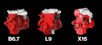 cummins b6.7, l9, and x15