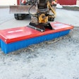 SweepAway Push Broom Attachment on an excavator