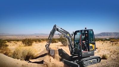 Volvo ECR25 working in the desert