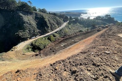 landslide damaged section of Highway 1 Big Sur California being repaired