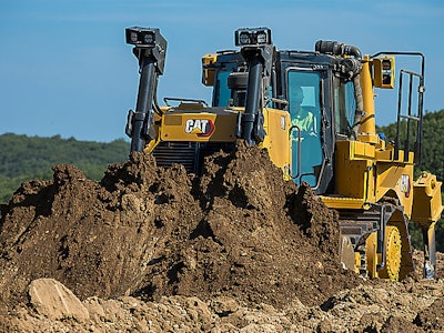 Cat D8 Medium Dozer pushing dirt