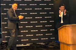 Edward Song, new global sales head of Hyundai Doosan Infracore in Korea, and new Doosan Infracore North America CEO Chris Jeong reveal 'Develon' – the company's new brand name