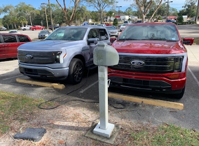 Ford F-150 Lightning charging at Ford