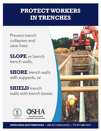 OSHA chart on how to protect workers in trenches slope shore shield