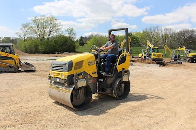 Wacker Neuson RD28-120 tandem-drum vibratory compactor operated on dirt area