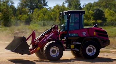 Yanmar V10 compact wheel loader riding on dirt