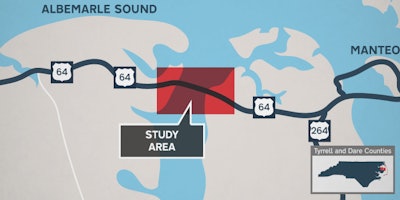 NCDOT map of proposed area for Alligator River Bridge replacement