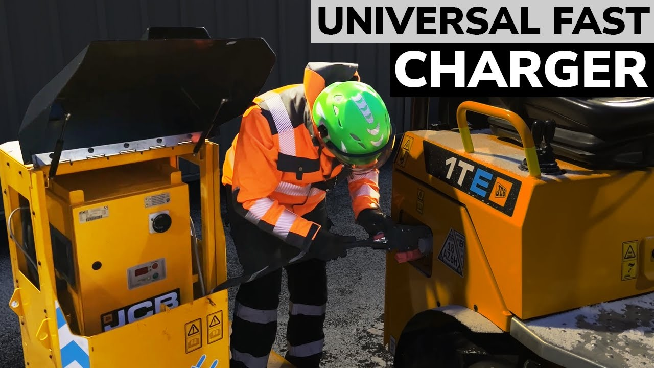 universal fast charger being operated by a construction worker in safety gear