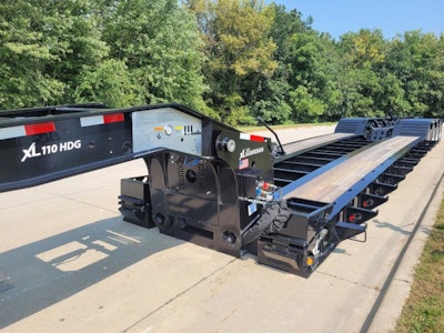 XL Specialized Trailers Guardian low-profile, hydraulic detachable gooseneck lowboy trailer.