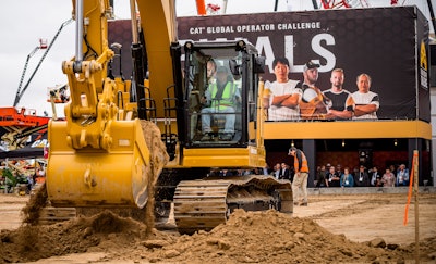 Cat excavator at 2020 global operator challenge in Vegas