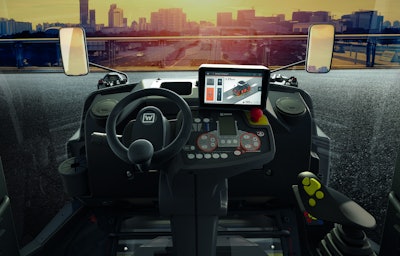 interior view of dash display Hamm Smart compact in asphalt compactor
