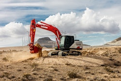 Link-Belt 170 X4S excavator digging in desert