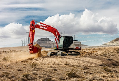 Link-Belt 170 X4S excavator digging in desert