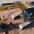 Aerial photo of a Sany excavator