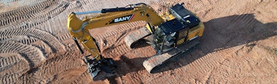 Aerial photo of a Sany excavator