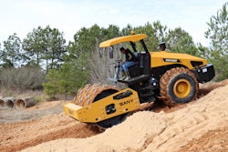 SANY SSR120HT single-drum soil Roller goes down dirt hill