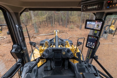 Cat small wheel loader with joystick control