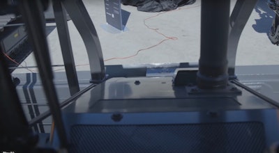 view from inside cab Develon DD130 dozer to front