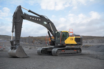 Volvo CE EC500 excavator in gravel pit