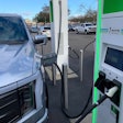 We mostly used Electrify America chargers during our 800-mile road trip throughout Florida. This one in Gainesville at a Target parking lot proved to be a tight fit. Parking poles made it tough opening the truck door.