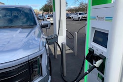 We mostly used Electrify America chargers during our 800-mile road trip throughout Florida. This one in Gainesville at a Target parking lot proved to be a tight fit. Parking poles made it tough opening the truck door.