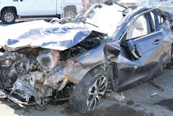 mangled 2017 Acura TLX that crashed into I-695 work zone in Maryland killing six highway workers