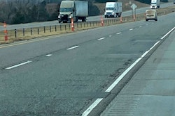 cracked asphalt section of I-40 in Canadian County Oklahoma