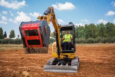 rodradar ground penetrating radar excavator bucket raised above dirt