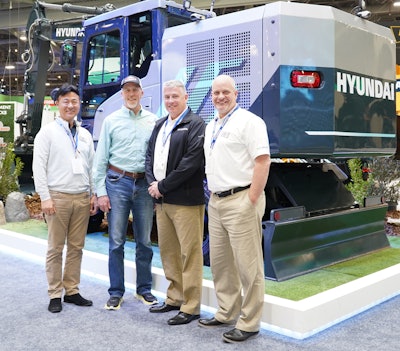 Taylor Construction Equipment leadership team at Hyundai booth at CONEXPO