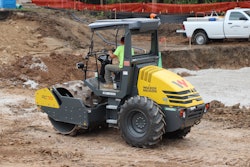 Wacker Neuson RC70 soil compactor padfoot drum on muddy jobsite