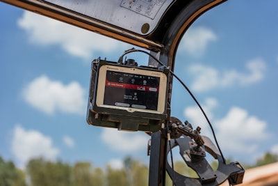 touchscreen tablet display in excavator cab for Rodradar ground penetrating radar bucket