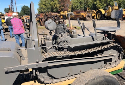 gray 1951 Mead Mighty Mouse dozer at 2022 HCEA show on trailer