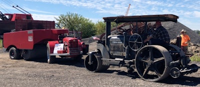 red 1955 Duo-Pactor and 1930 Galion Motor Roller front to front