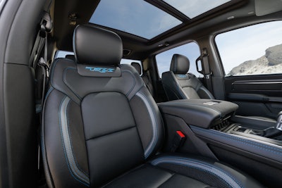 Ram TRX Lunar edition provides unique surf blue accent stitching in the interior.