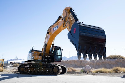 Sany SY740H excavator with arm and bucket extended toward viewer