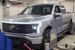 silver Ford F-150 Lightning in factory