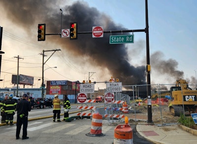 thick black smoke billows from site of I95 collapse Philadelphia