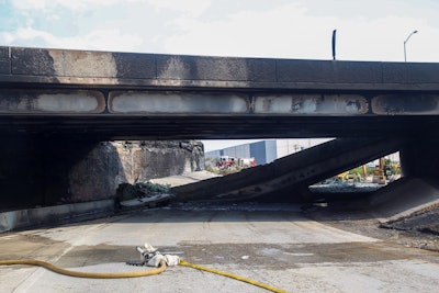 view beneath the collapsed I95 section